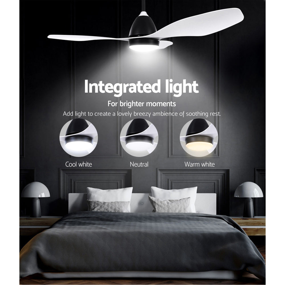 Devanti 48'' Ceiling Fan DC Motor LED Light Remote White