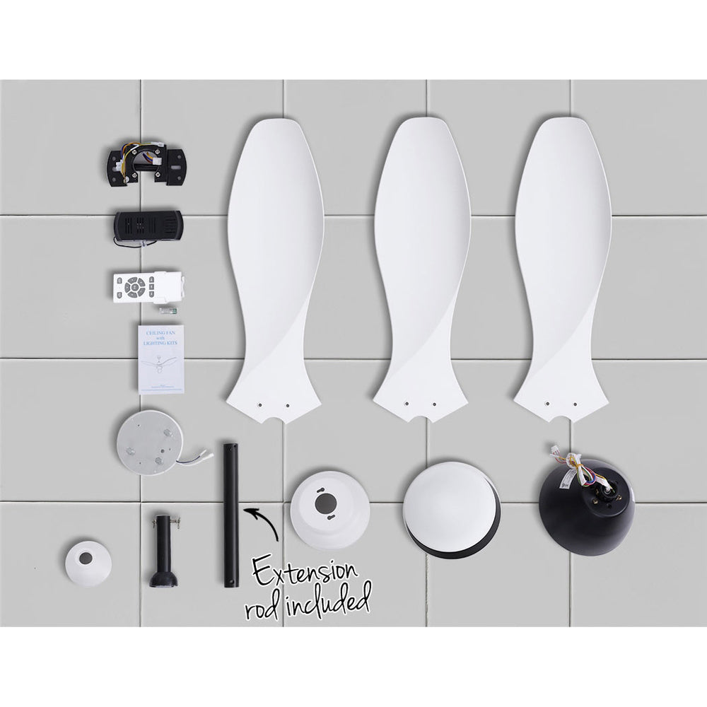 Devanti 48'' Ceiling Fan DC Motor LED Light Remote White