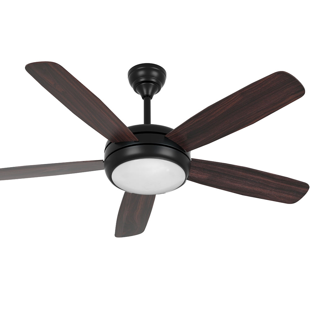 Devanti 52" Ceiling Fan AC Motor 5 Blades LED Light Dark Wood