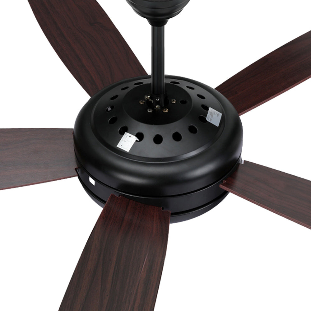 Devanti 52" Ceiling Fan AC Motor 5 Blades LED Light Dark Wood