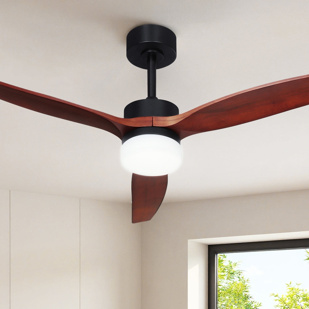 Devanti 52-Inch Ceiling Fan with DC Motor and Light - Dark Wood
