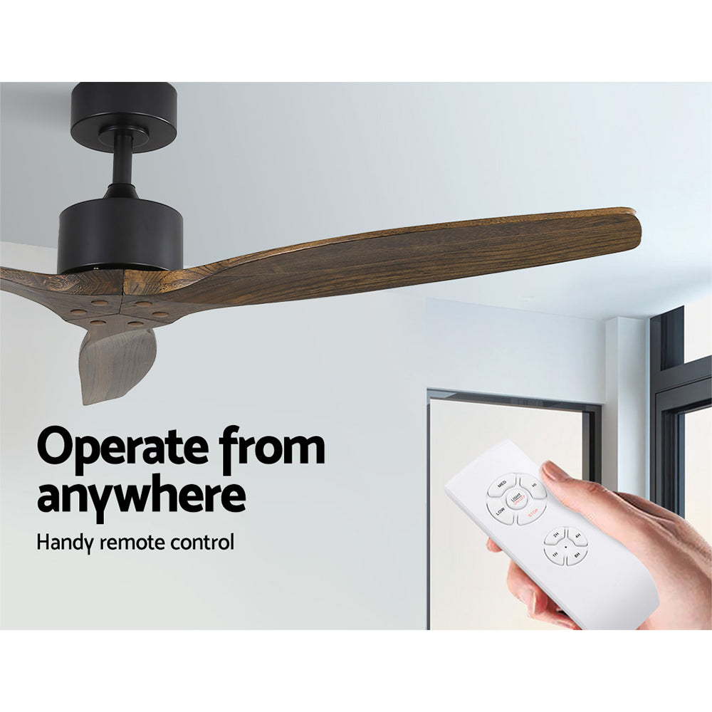Devanti 52'' Ceiling Fan AC Motor 3 Blades Remote Dark Wood