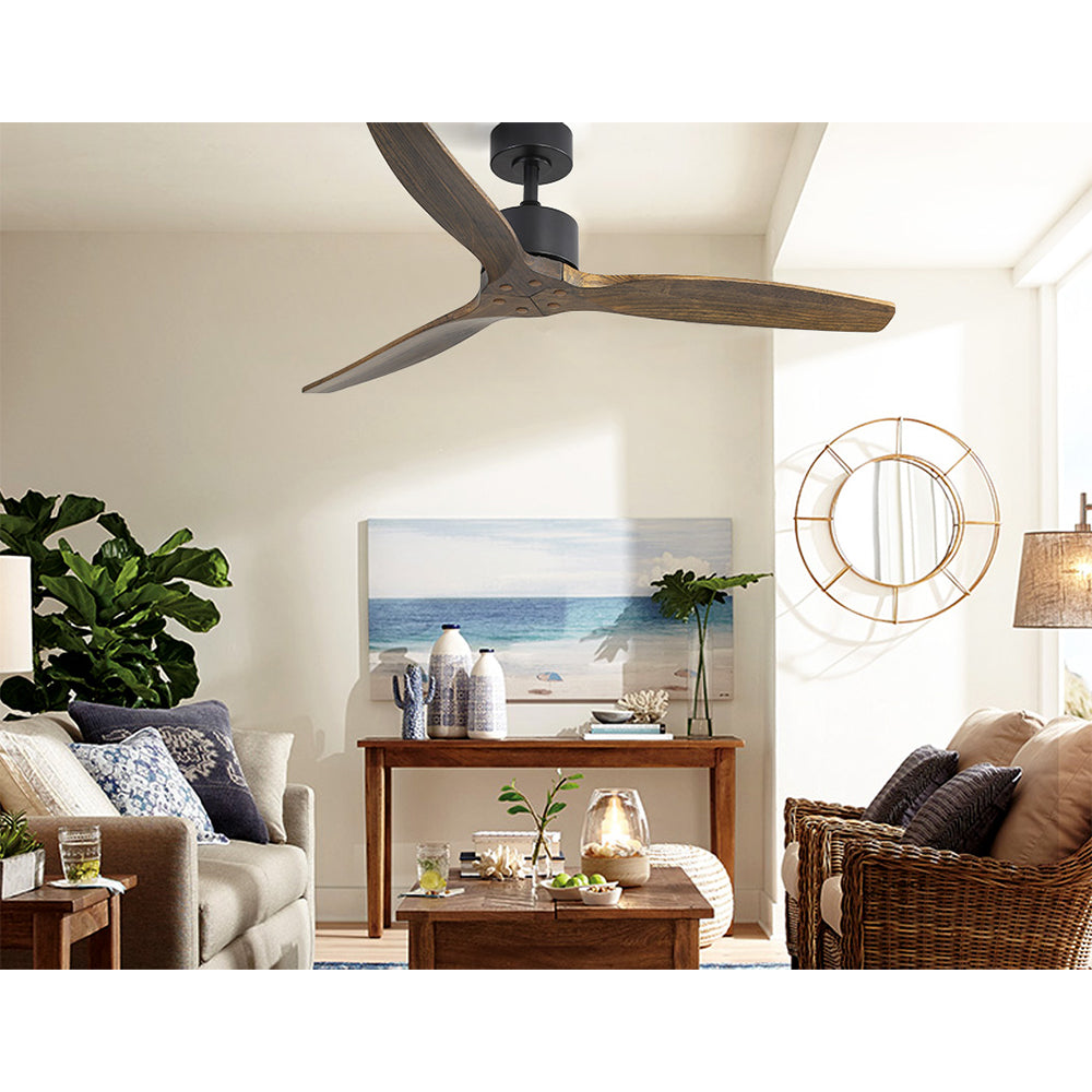 Devanti 52'' Ceiling Fan AC Motor 3 Blades Remote Dark Wood