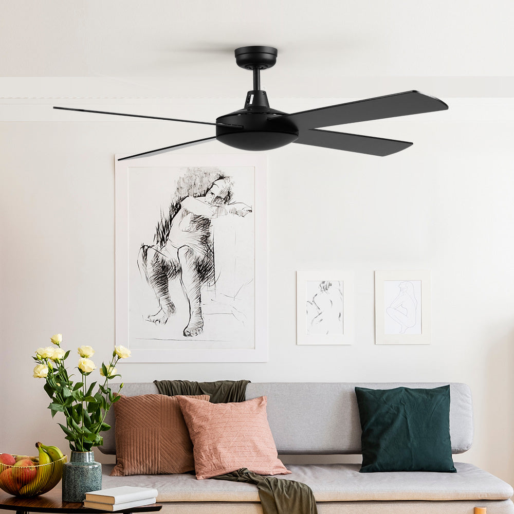 Devanti 52 Inch Ceiling Fan DC Motor 4 Blades with Remote - Black
