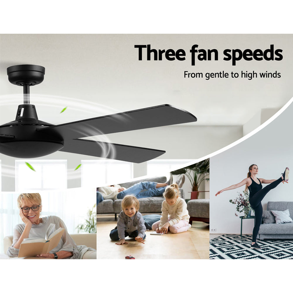 Devanti 52'' Ceiling Fan AC Motor 4 Blades Remote Black