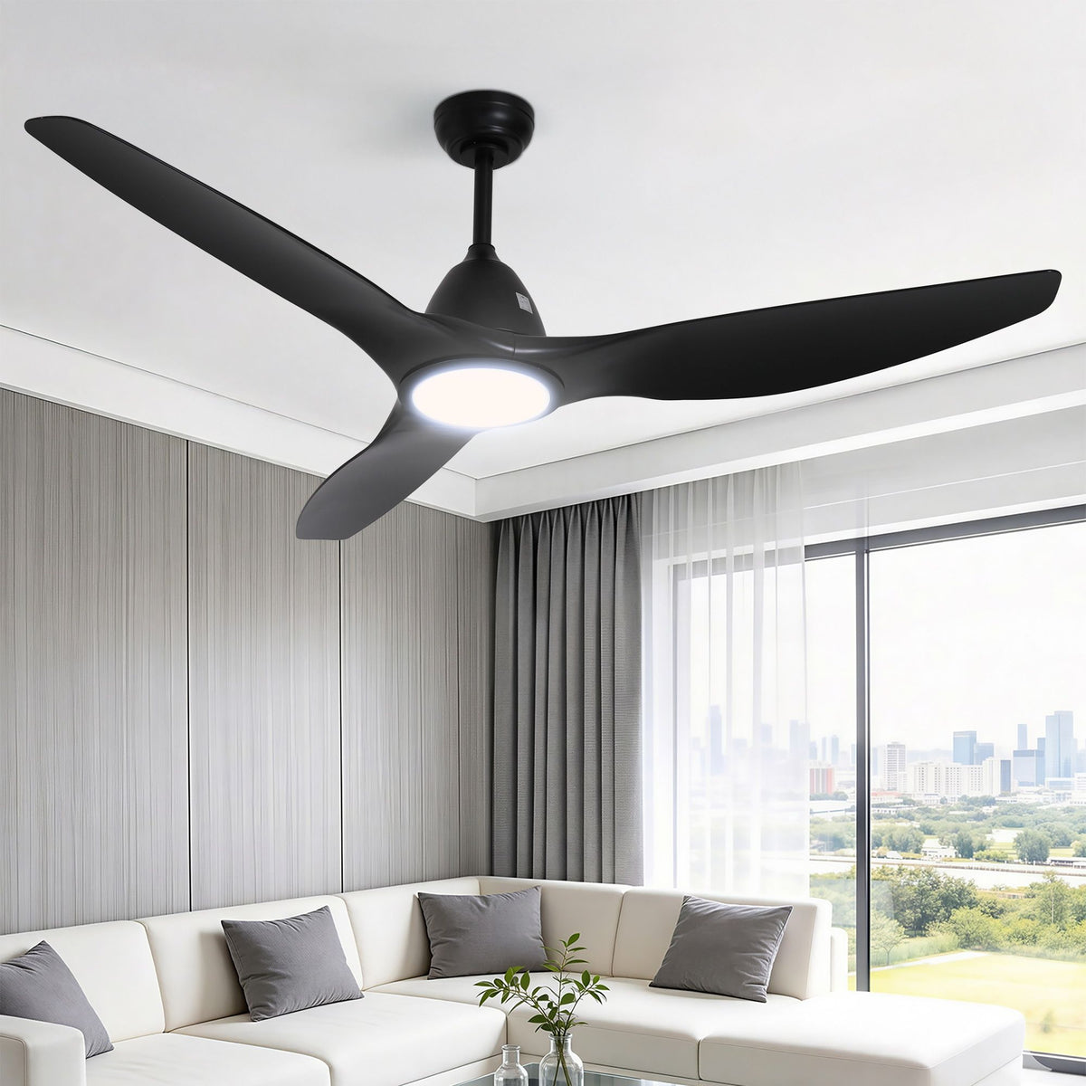 Devanti 64 Inch Ceiling Fan with Light and Remote - Black