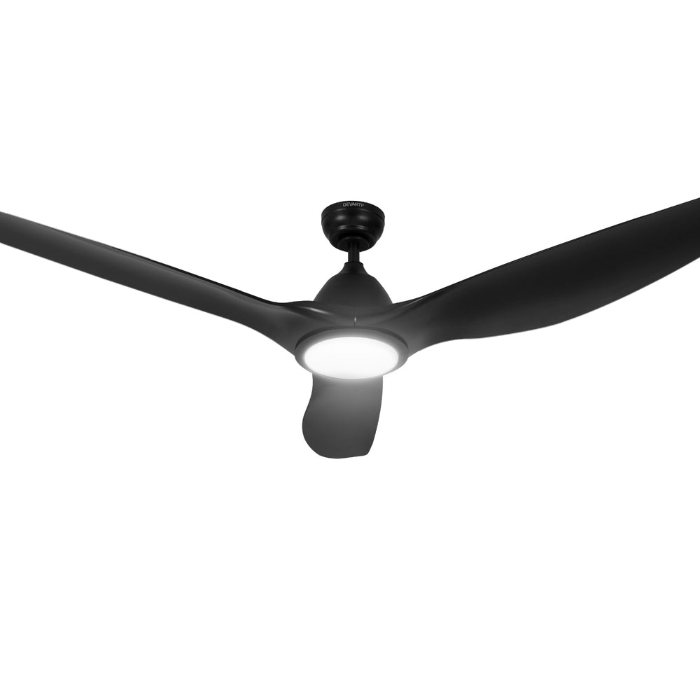 Devanti 64" Ceiling Fan DC Motor LED Light Remote Black