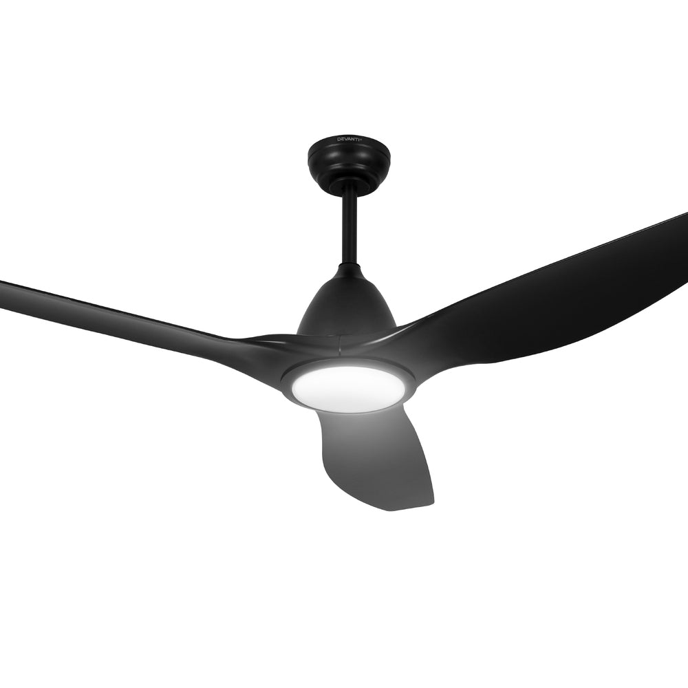 Devanti 64" Ceiling Fan DC Motor LED Light Remote Black