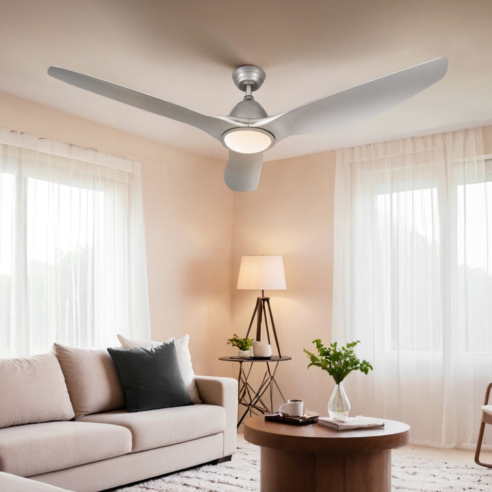 Devanti 64 Inch DC Motor Ceiling Fan with Light and Remote - Silver