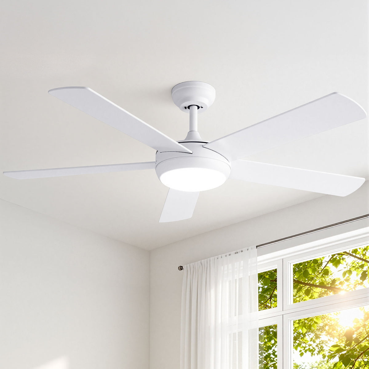 Devanti 52'' Ceiling Fan 5 Blade DC Motor with Light and Remote White