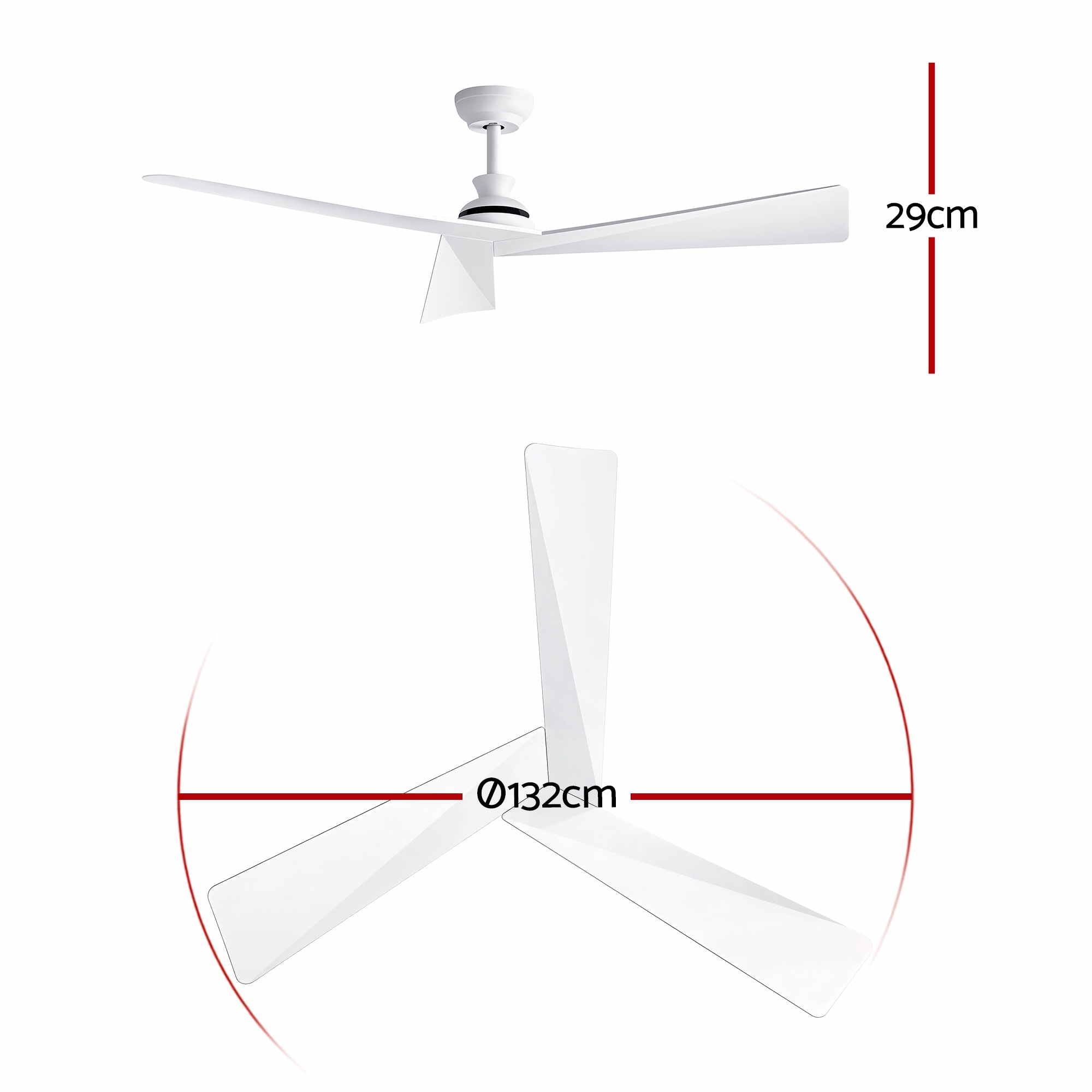 Devanti 52" Ceiling Fan Modern Minimalism 3 Blades 6 Speeds DC Motor Remote
