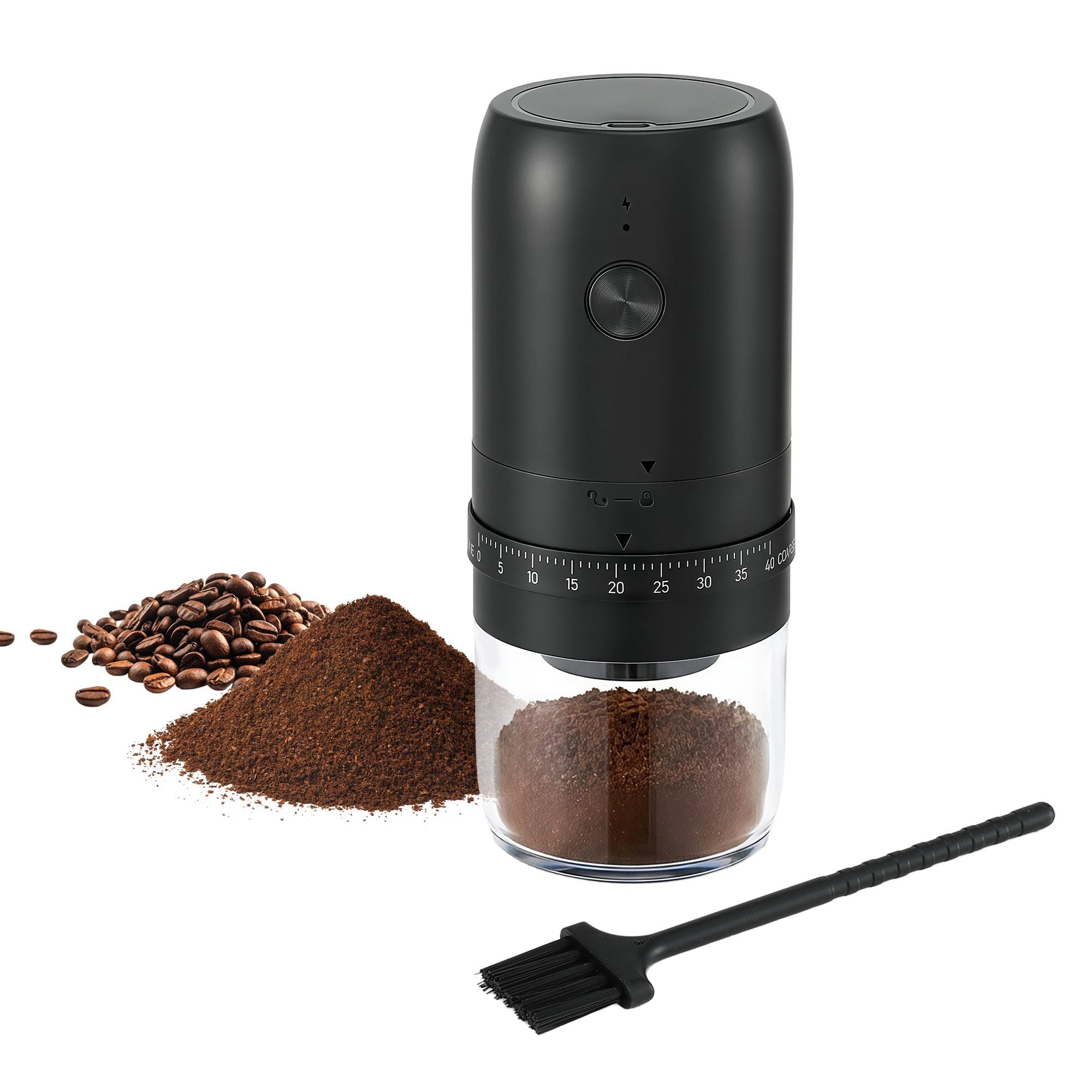 Devanti Portable Electric Coffee Grinder, 40 Settings, USB-C, Black