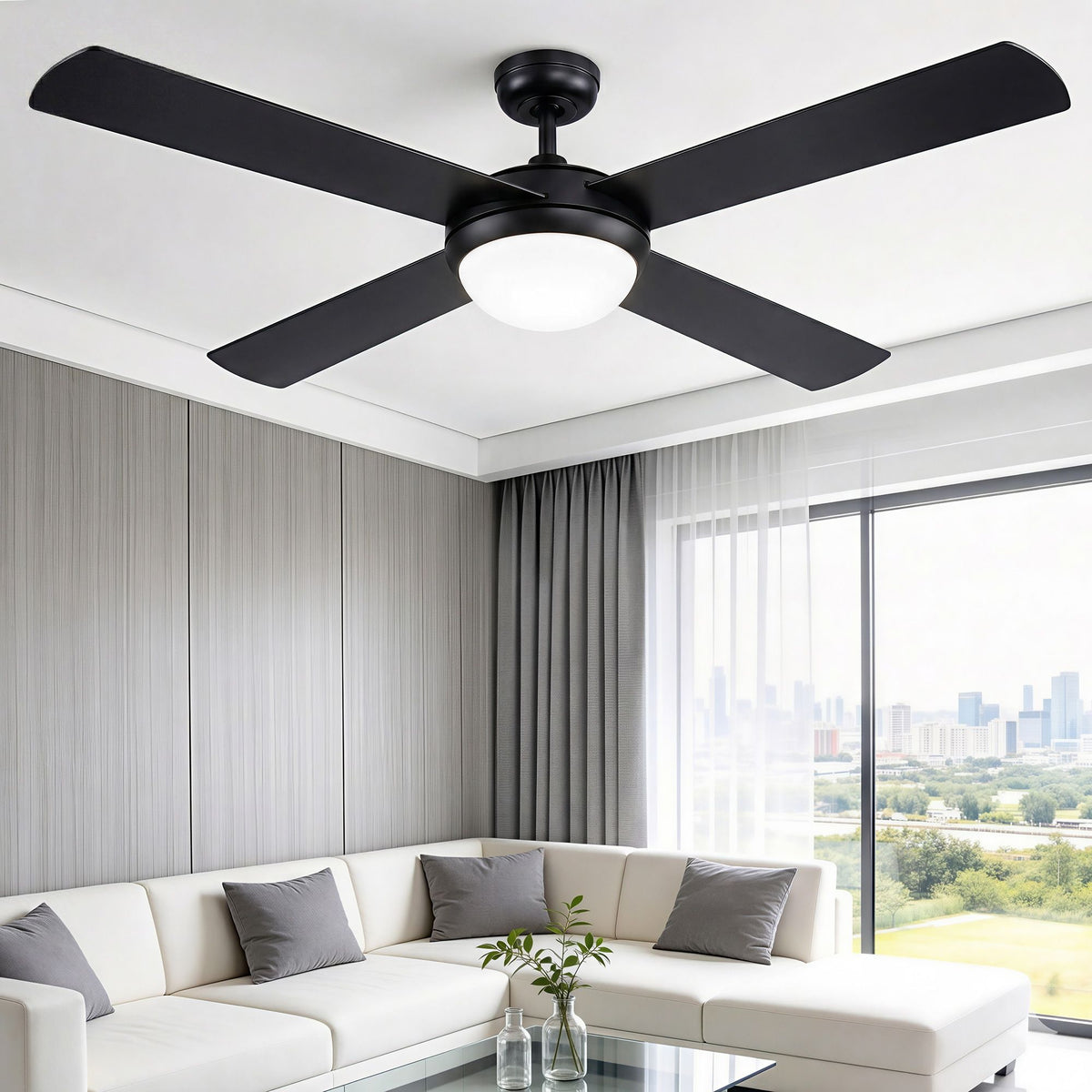 Devanti 52" Ceiling Fan with DC Motor, Light and Remote - Black