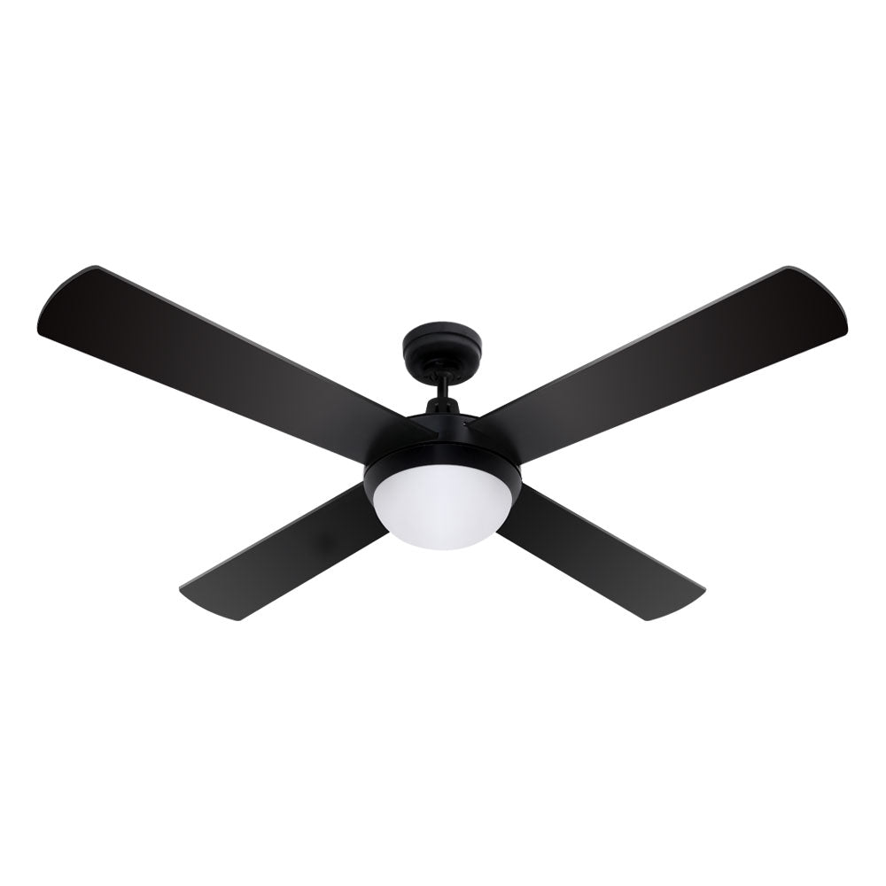 Devanti 52'' Ceiling Fan AC Motor LED Light Remote Black