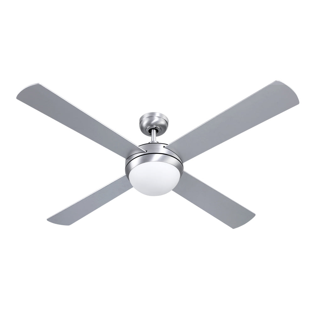 Devanti 52" Ceiling Fan AC Motor LED Light Remote Silver