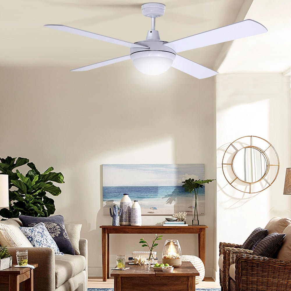Devanti 52" Ceiling Fan AC Motor LED Light Remote White