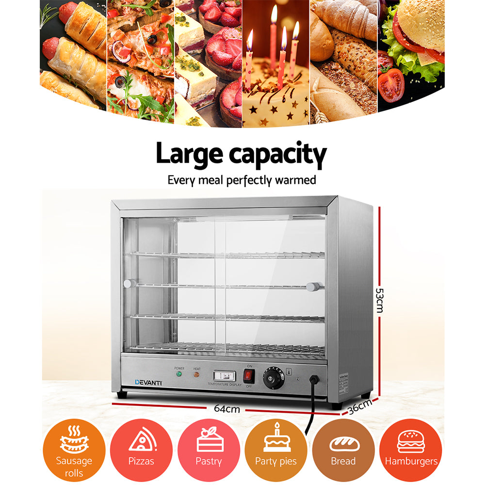 Devanti 64cm Commercial Food Warmer Display Cabinet Stainless Steel