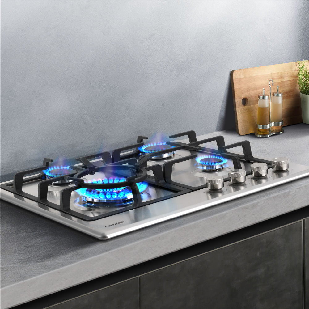 Comfee 60cm Gas Cooktop 4 Burners Stainless Steel NG LPG