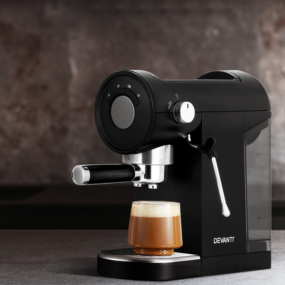 Devanti 20 Bar Espresso Machine Coffee Maker Black