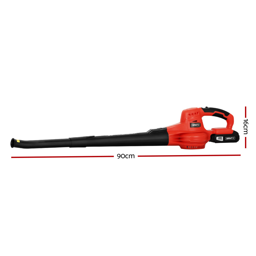 Giantz 20V Cordless Leaf Blower 2-Speed Lithium Battery Black/Red