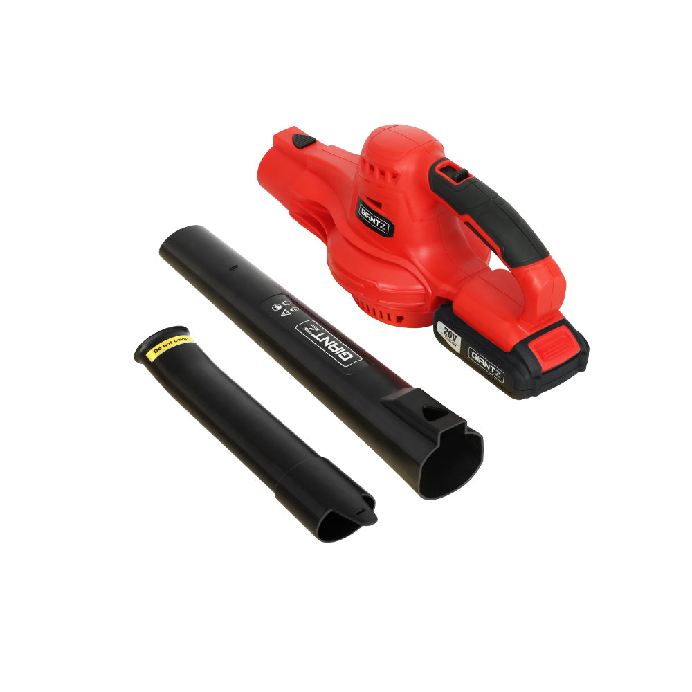 Giantz 20V Cordless Leaf Blower 2-Speed Lithium Battery Black/Red