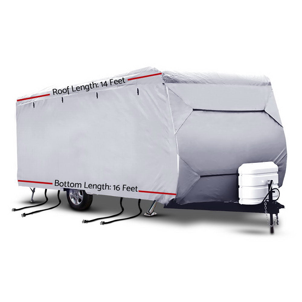 Weisshorn Caravan Cover 14-16ft UV Water Resistant 4-Layer Grey