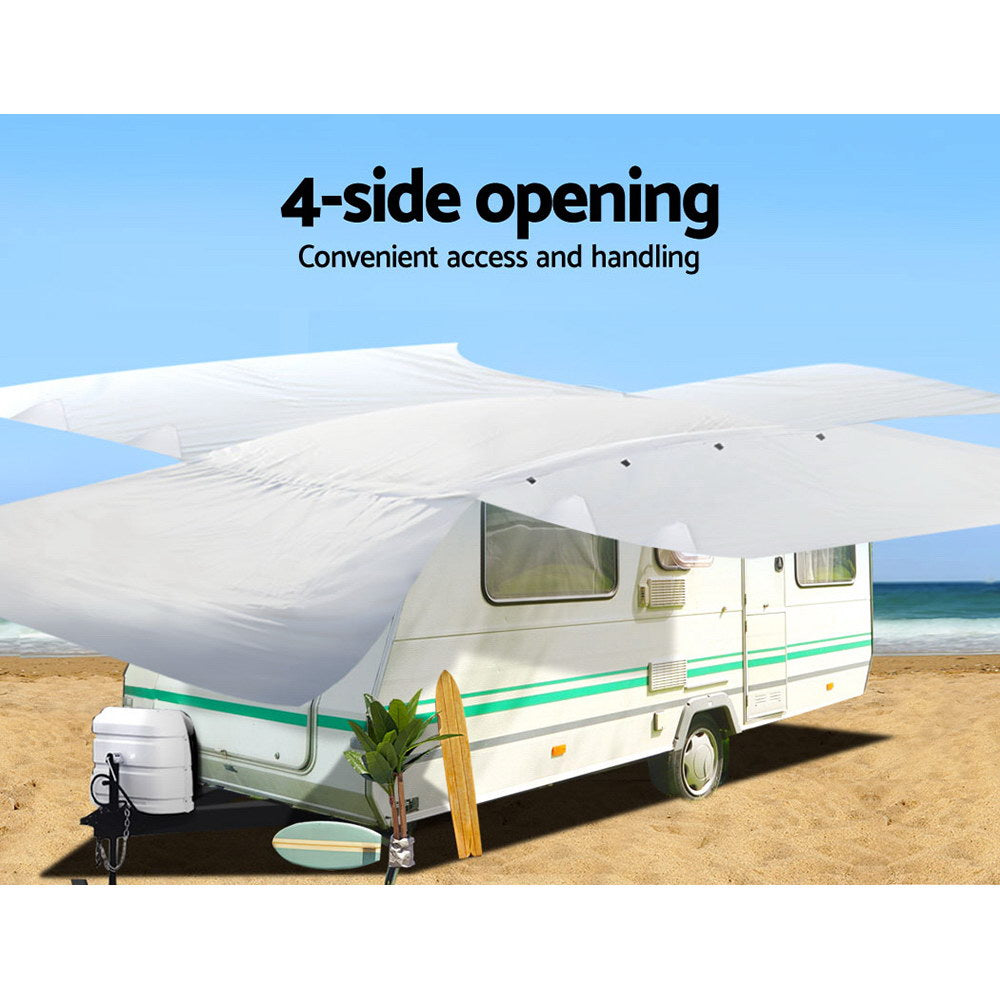 Weisshorn Caravan Cover 14-16ft UV Water Resistant 4-Layer Grey
