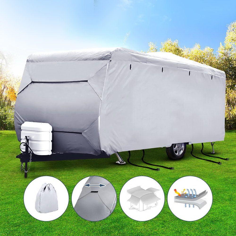 Weisshorn Caravan Cover 14-16ft UV Water Resistant 4-Layer Grey