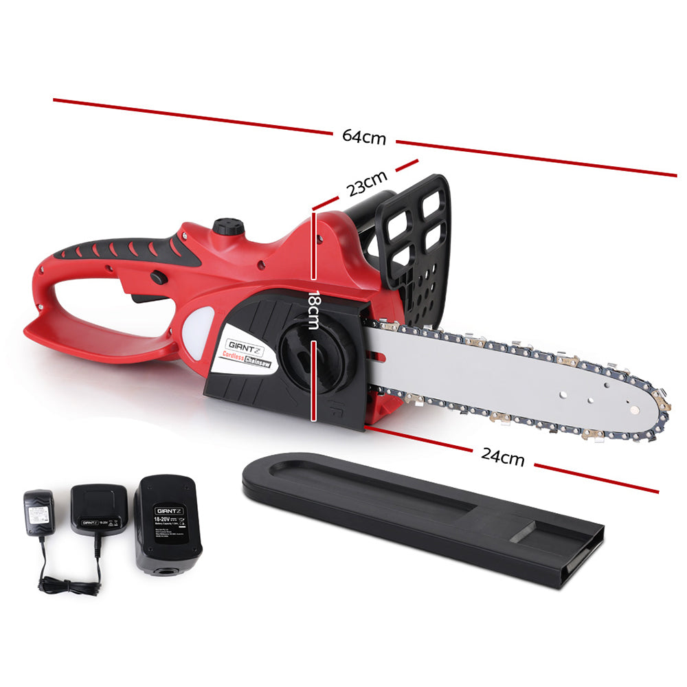 Giantz 10" 20V Cordless Chainsaw Rechargeable Black/Red