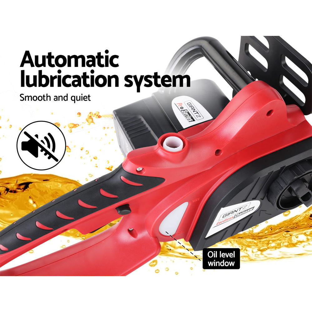 Giantz 10" 20V Cordless Chainsaw Rechargeable Black/Red