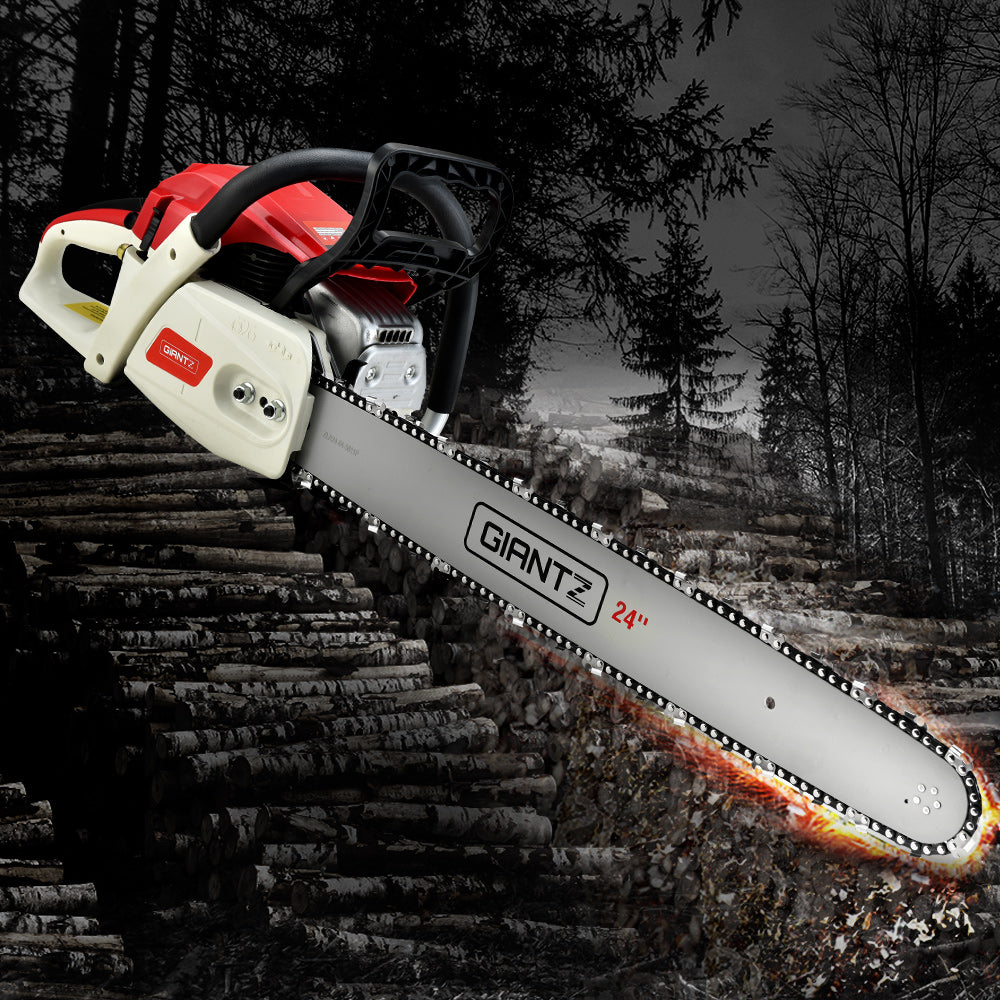Giantz 92CC 24" Petrol Chainsaw Commercial E-Start