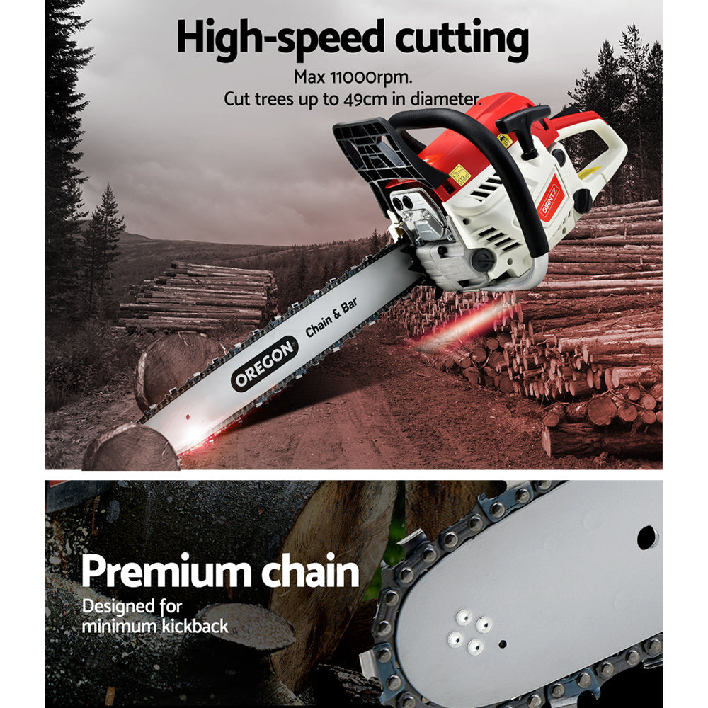 Giantz 52CC Petrol Chainsaw 20" Oregon Bar E-Start Commercial