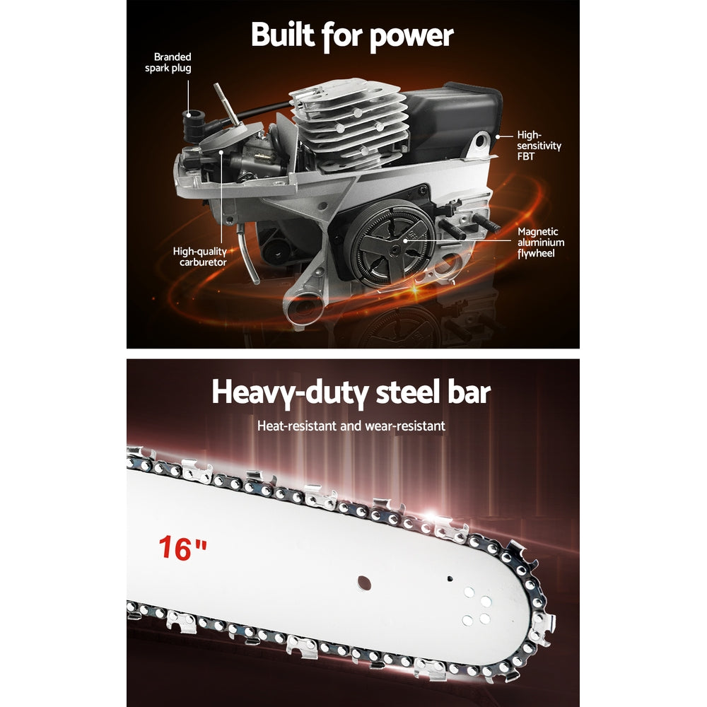 Giantz 45CC 16" Petrol Chainsaw Commercial E-Start 3.5HP