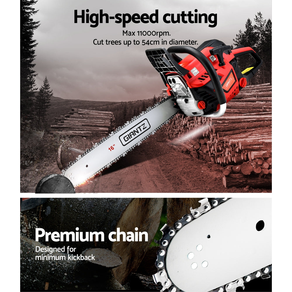 Giantz 45CC 16" Petrol Chainsaw Commercial E-Start 3.5HP