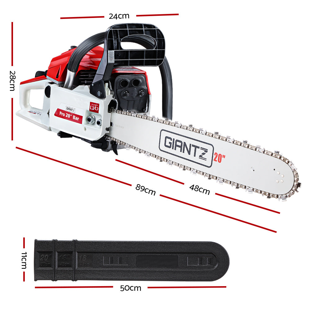 Giantz 52CC 20" Petrol Chainsaw E-Start White