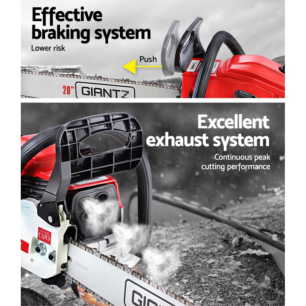 Giantz 52CC 20" Petrol Chainsaw E-Start White