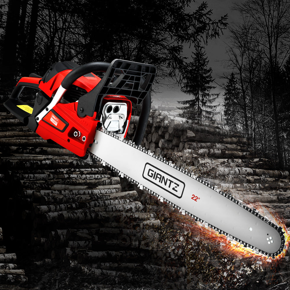 Giantz 22" Petrol Chainsaw 58CC E-Start Commercial Pruning