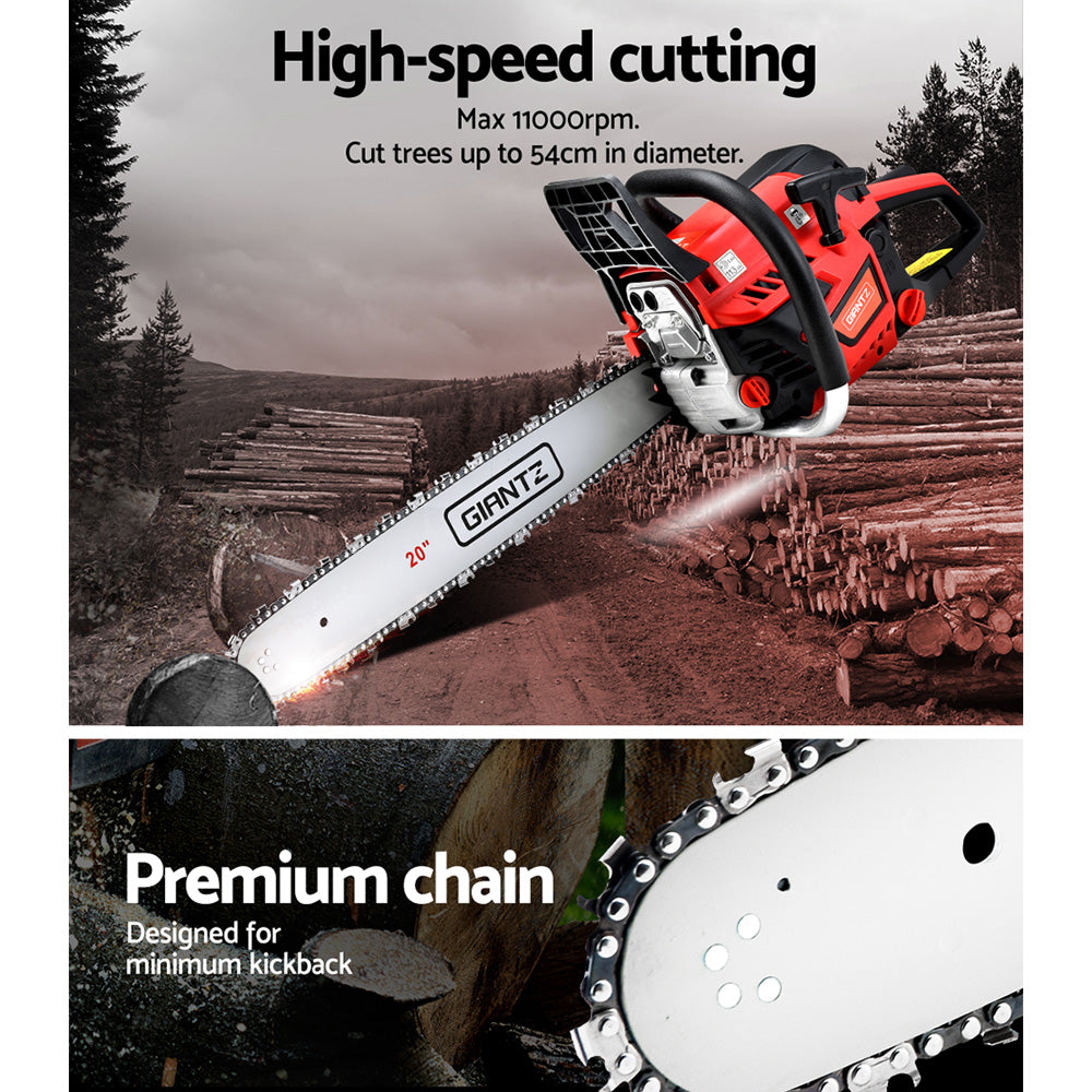 Giantz 52CC 20" Petrol Chainsaw Commercial E-Start Pruning 4.0HP