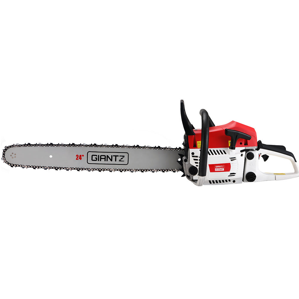 Giantz Pro 72CC 24" Petrol Chainsaw E-Start Commercial Pruning