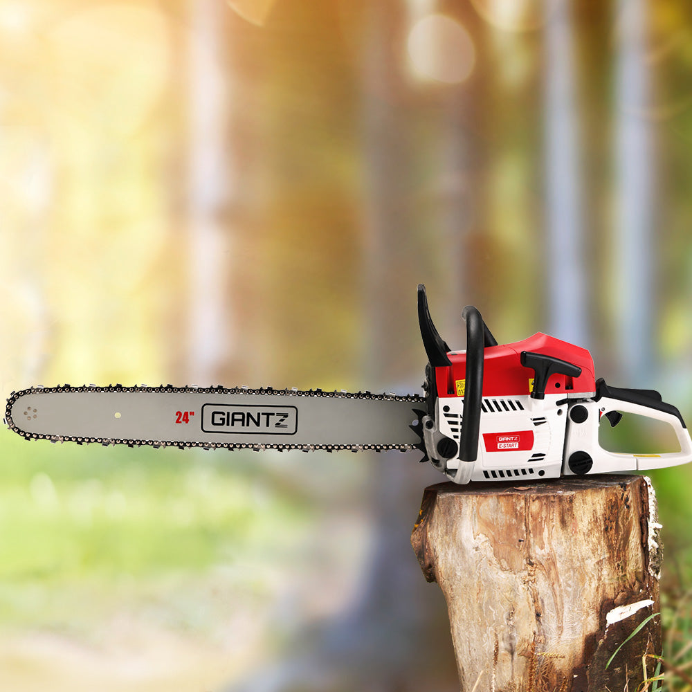 Giantz Pro 72CC 24" Petrol Chainsaw E-Start Commercial Pruning