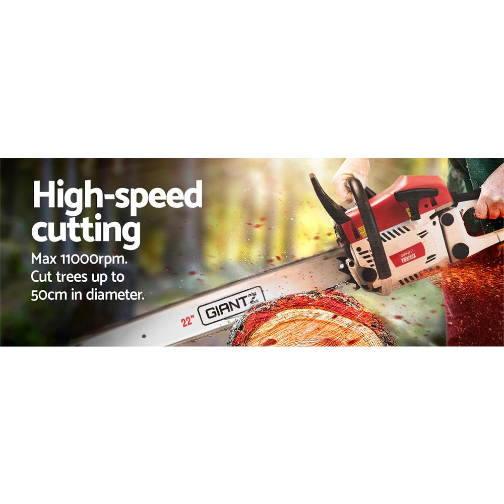 Giantz Pro 62CC 22" Petrol Chainsaw E-Start Commercial Pruning