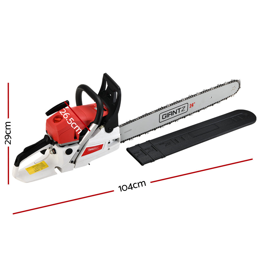 Giantz Pro 24" Petrol Chainsaw 62CC E-Start Commercial 5.2HP