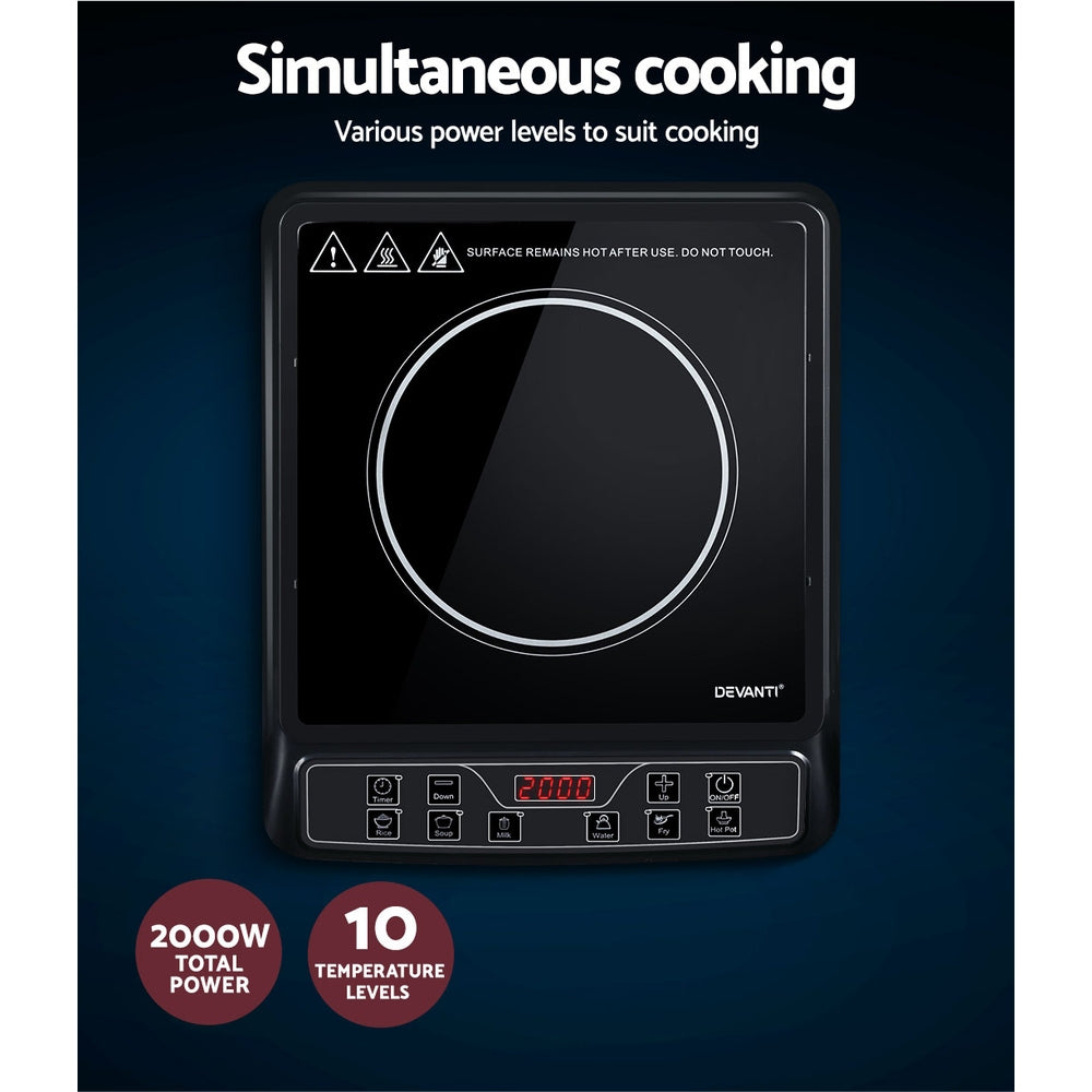 Devanti 30cm Portable Induction Cooktop Single Burner Black