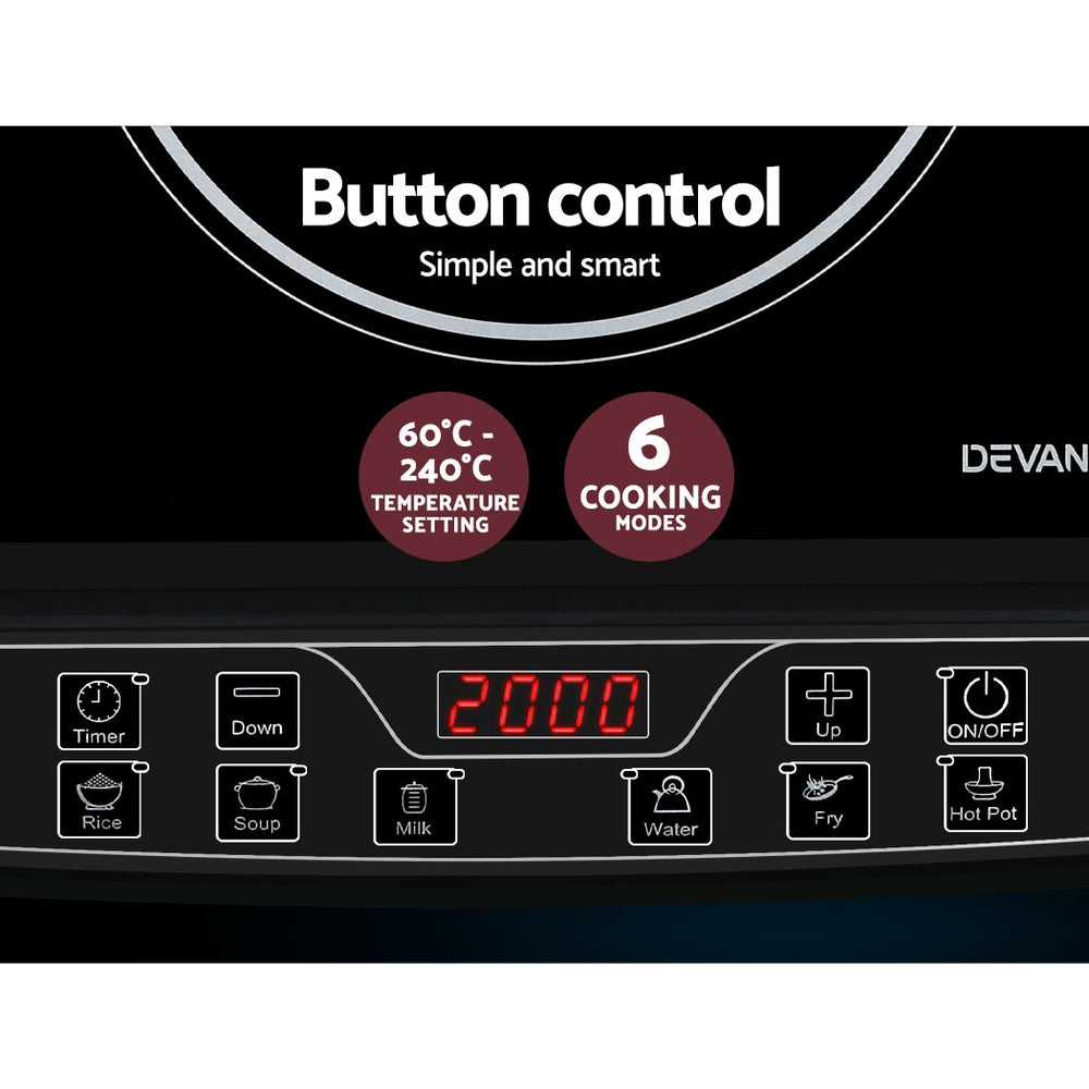 Devanti 30cm Portable Induction Cooktop Single Burner Black