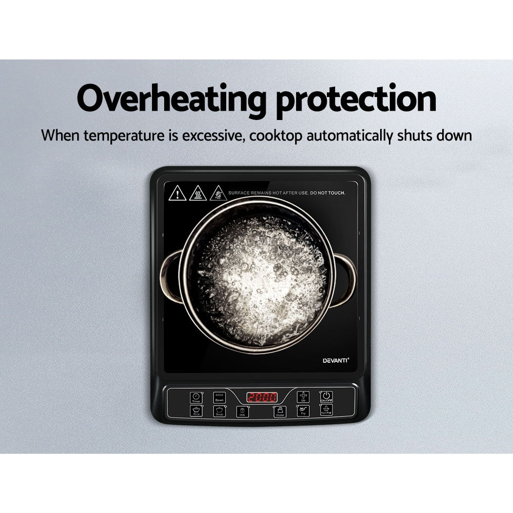 Devanti 30cm Portable Induction Cooktop Single Burner Black