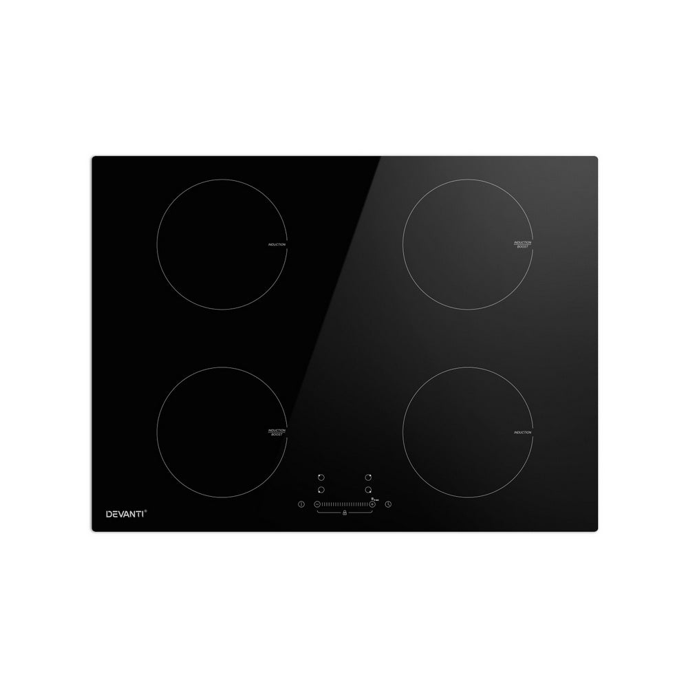 Devanti 70cm Induction Cooktop 4 Zones 7000W Black Ceramic