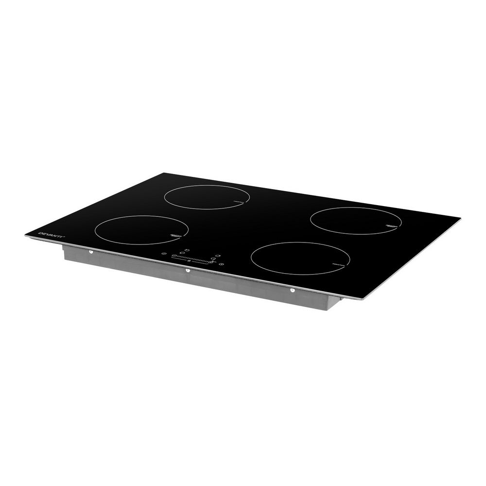 Devanti 70cm Induction Cooktop 4 Zone Ceramic Black 7000W