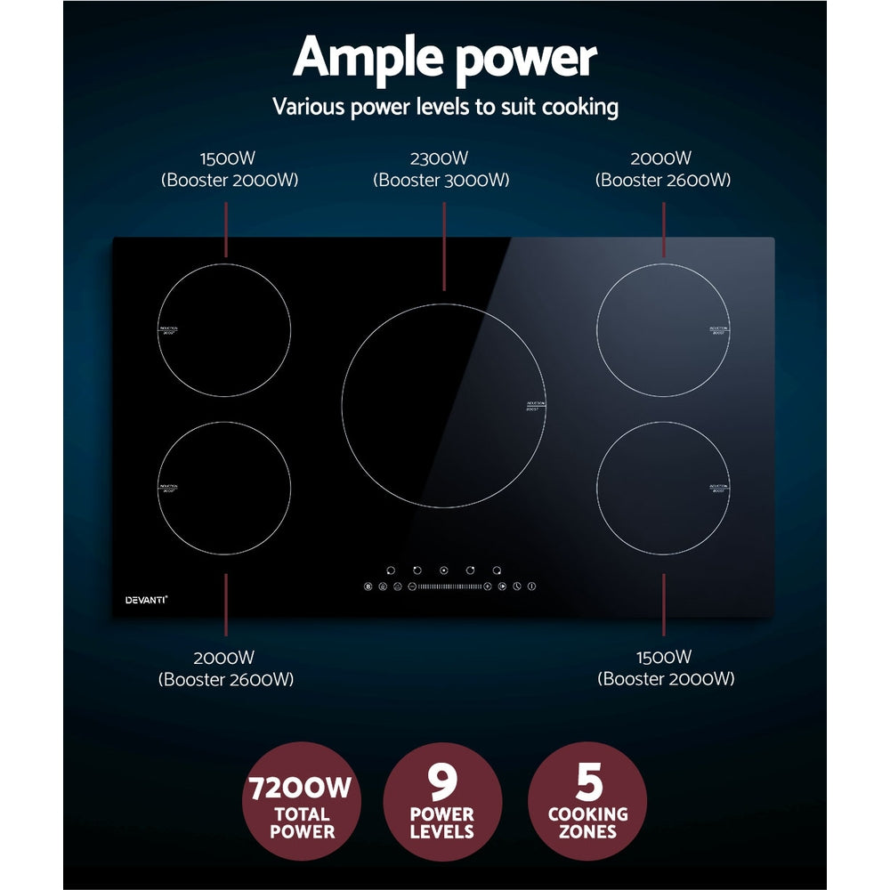 Devanti 90cm Induction Cooktop Electric Black