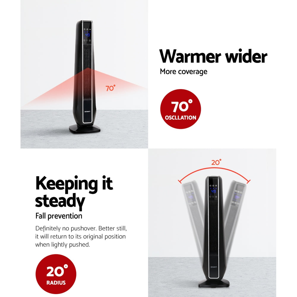 Devanti 2400W Ceramic Tower Heater Black