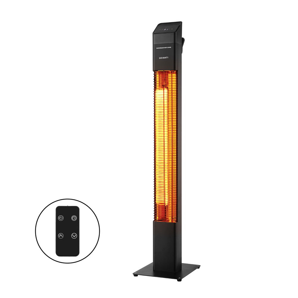 Devanti 2000W Radiant Tower Heater Electric Portable Black